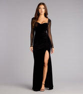 Penny Velvet Long Sleeve Mermaid Formal Dress