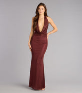 Sultry Flow Plunge Halter Maxi Dress